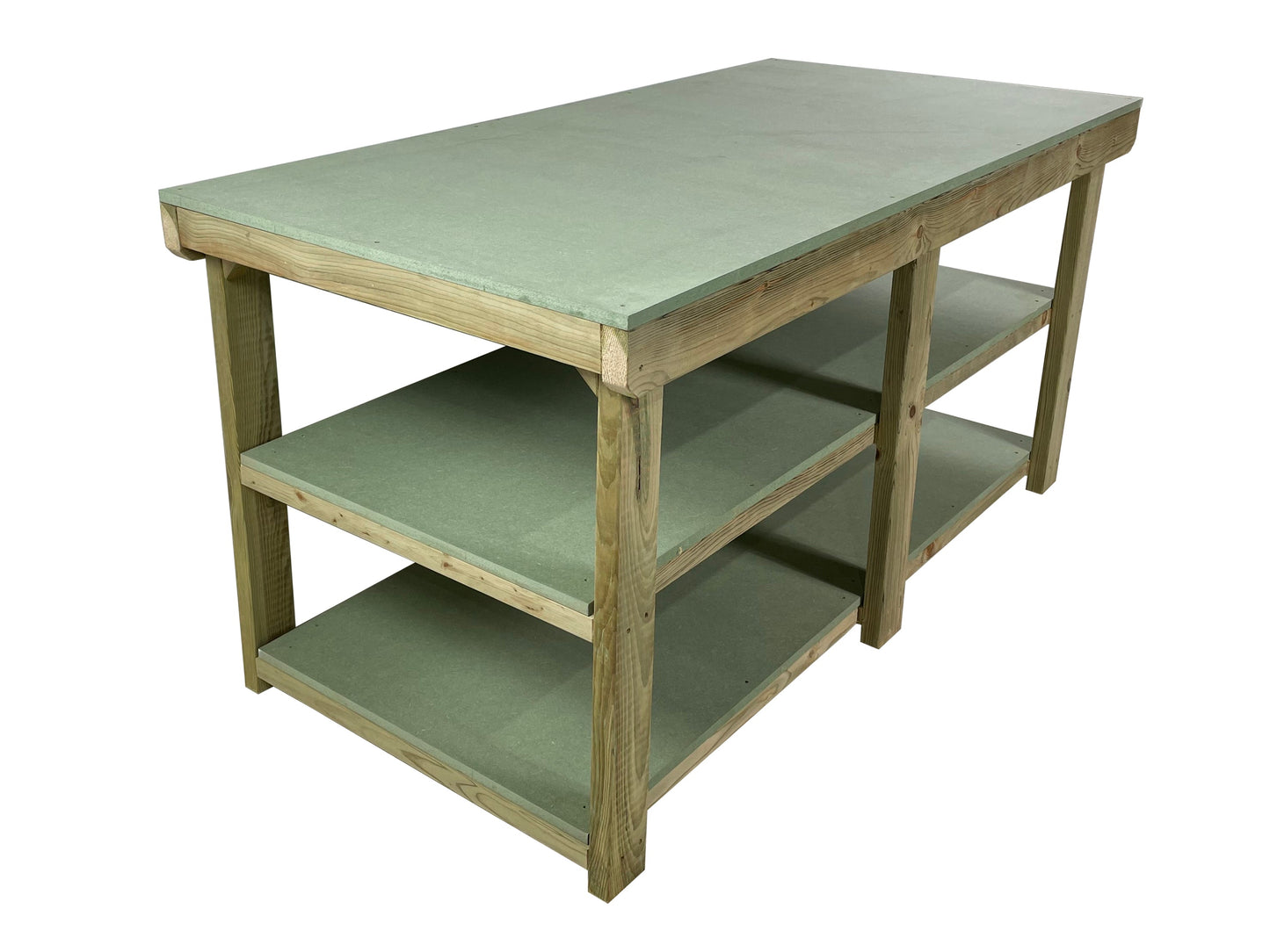 Wooden UniMDF Top Workbench Depth-3ft With Double Shelf
