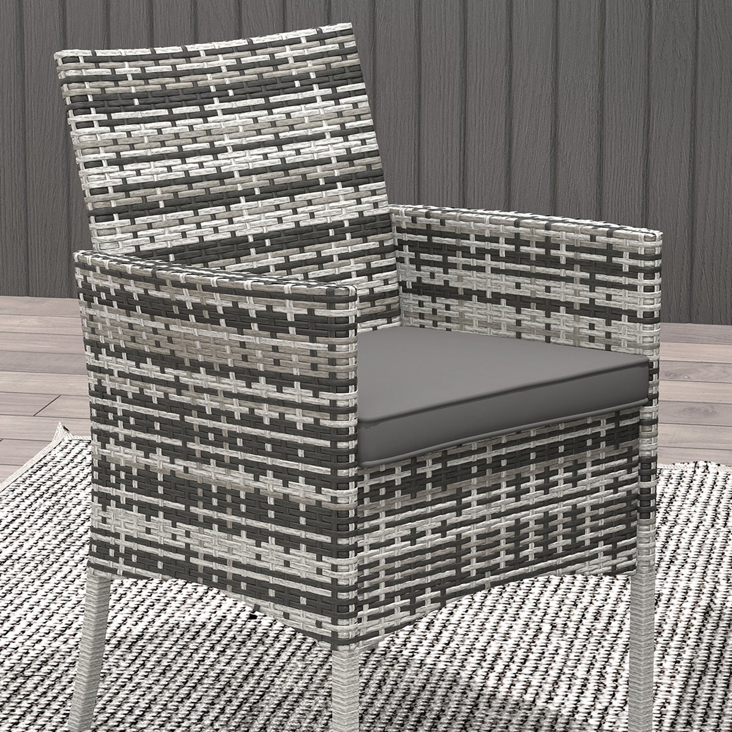 Outsunny Five-Pieces Rattan Dining Set - Mixed Grey