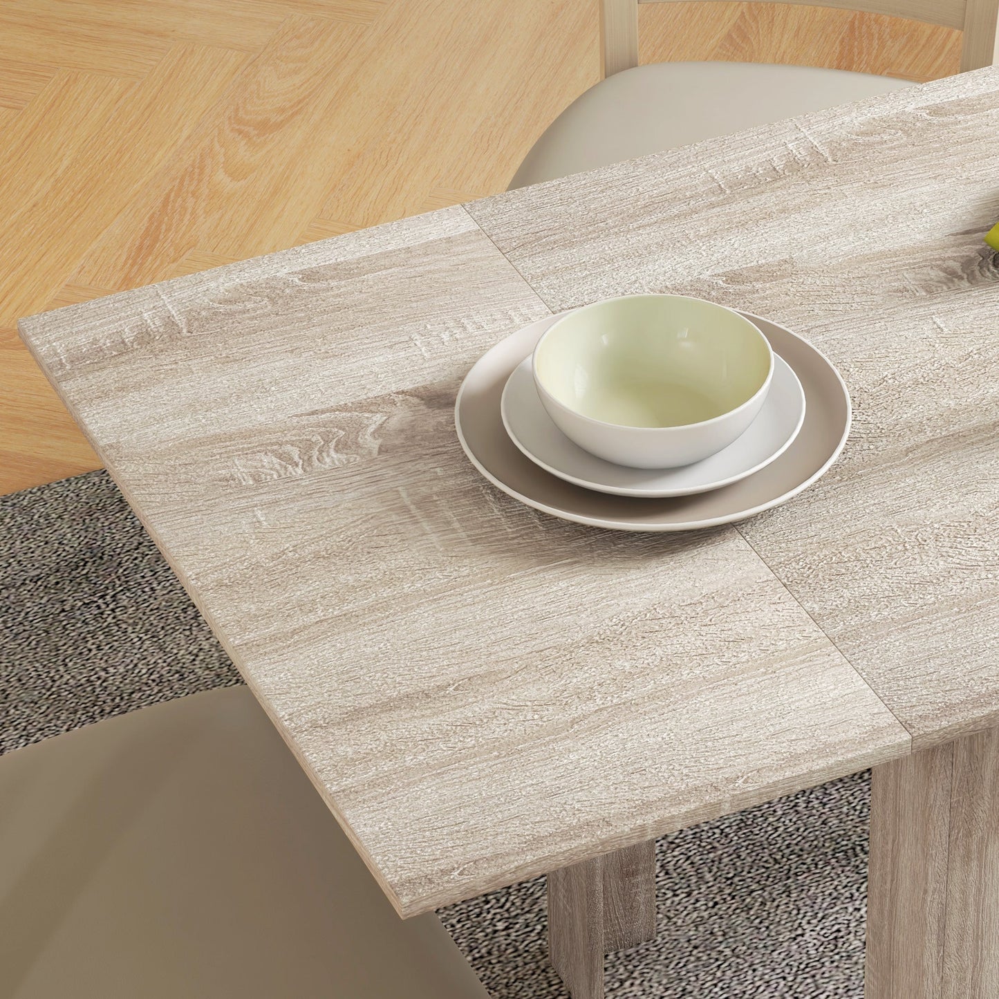 HOMCOM Four-Seater Drop Leaf Dining Table - Wood Effect