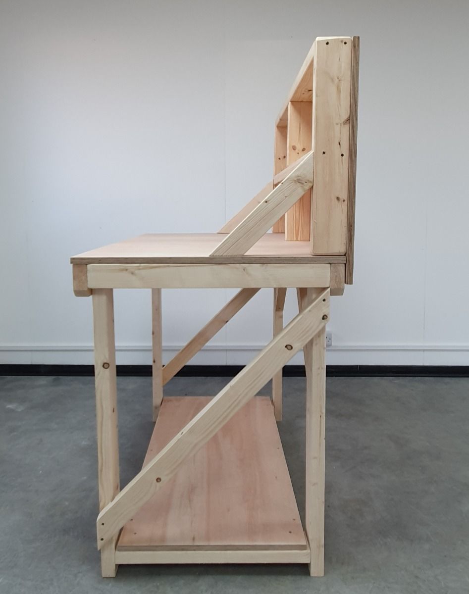 Wooden Workbench 18mm Eucalyptus Hardwood Top With Back Panel