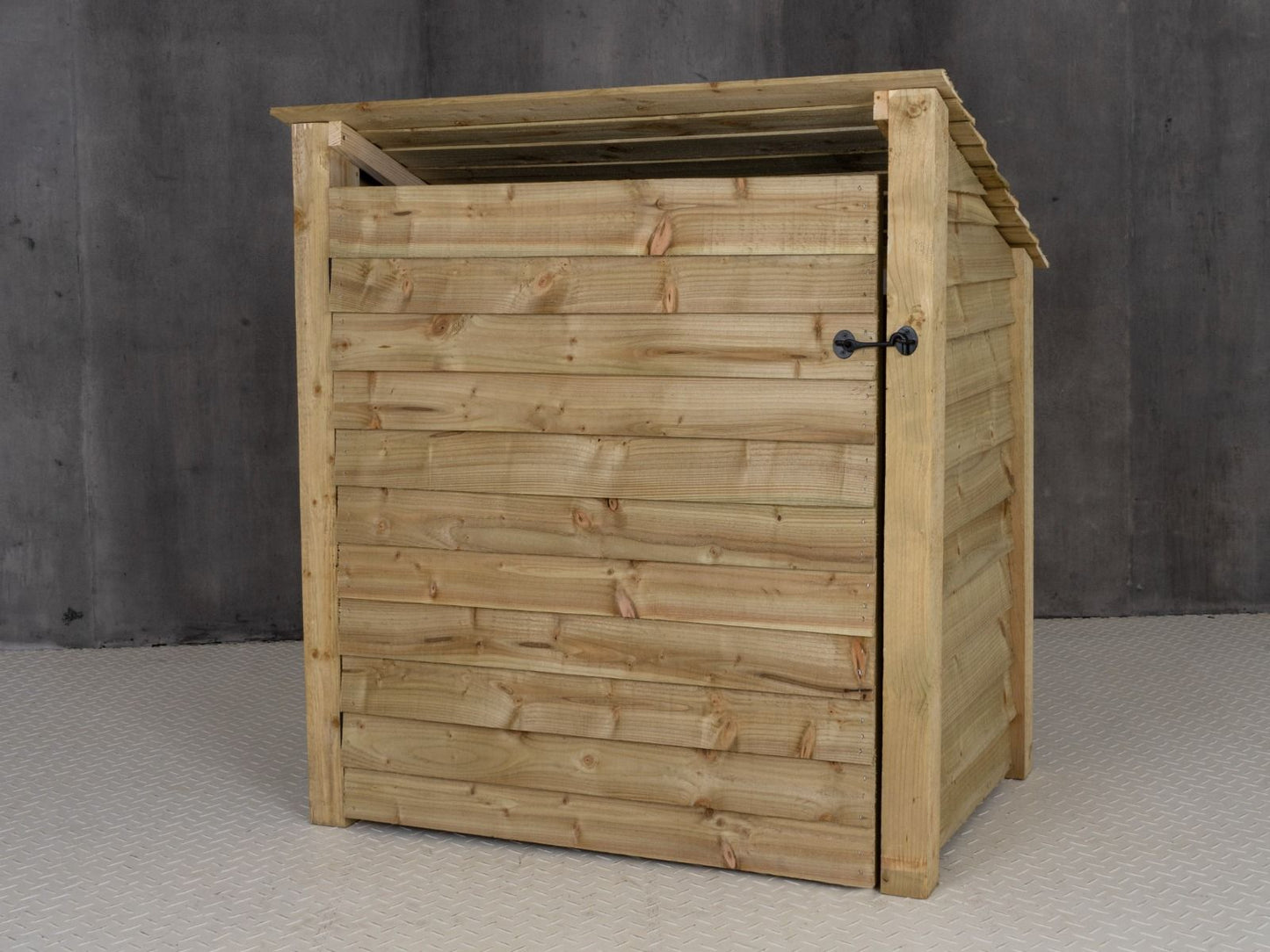 Wooden Log Store (Roof Sloping Back) with Door and Shelf W-119cm, H-126cm Or 180cm, D-88cm