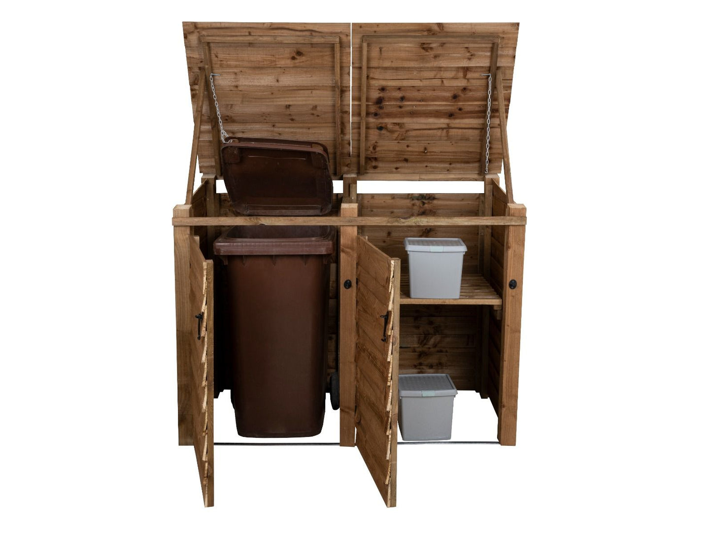 Wooden Wheelie Bin Store, Brown Finish