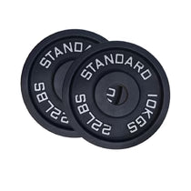 Cast Iron Weight Plates Set and Pair with Olympic Barbell + Clips