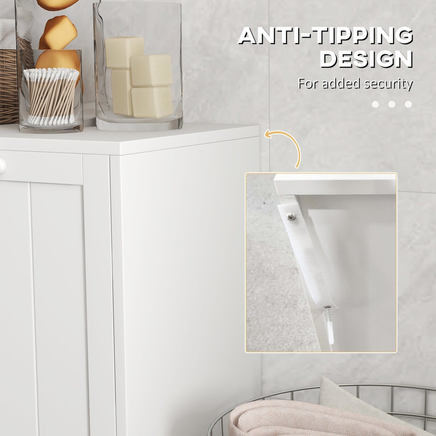 kleankin Double Hamper Laundry Storage Cabinet - White