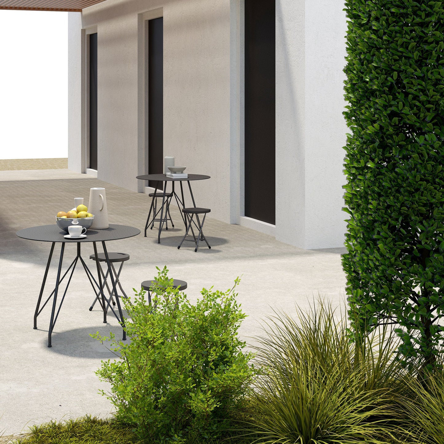 Outsunny Set of Four Folding Carry Stools - Charcoal Grey