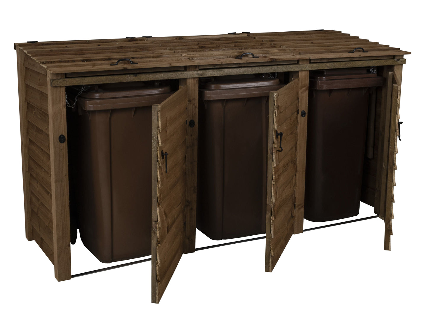 Wooden Wheelie Bin Store, Brown Finish