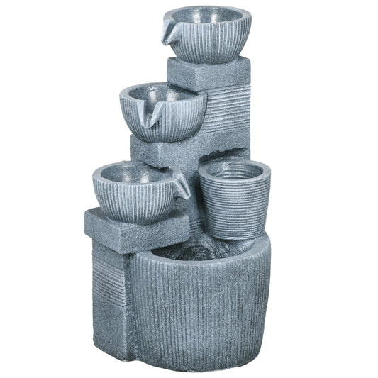 Outsunny Solar Powered Outdoor Water Fountain - Dark Grey