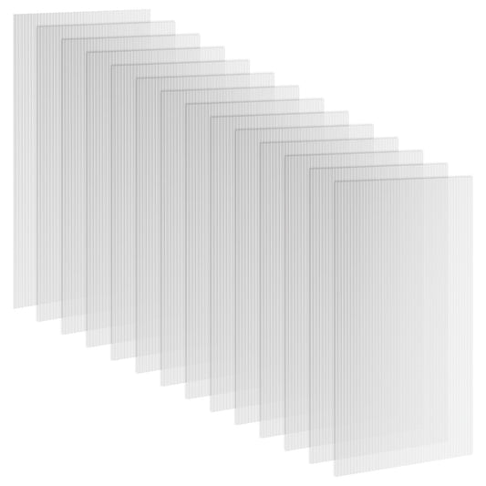 Outsunny 14 Pieces Polycarbonate Sheets, 121 x 61 x 0.4cm Twin-Wall Plastic Roofing Sheets, 10m\'c2\'b2 Replacement Greenhouse Panels, Waterproof and UV Protection, Clear
