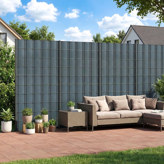 Outsunny 2Pcs Privacy Garden Screen Fence, UV Resistant Waterproof Windbreak Fencing, 35mx19cm, Grey
