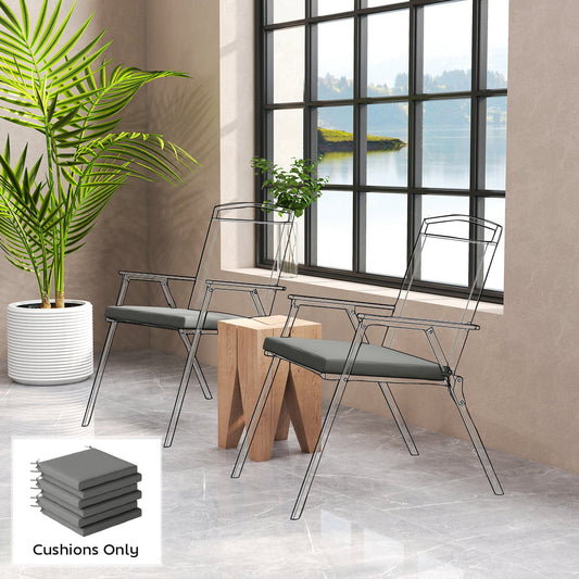 Outsunny Set of 6 Outdoor Seat Cushions with Machine Washable Cover, Water Repellent Seat Cushions Dark Grey