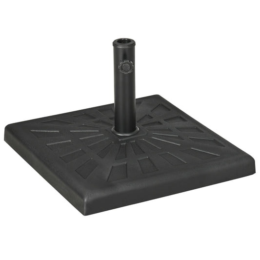 Outsunny 19kg Resin Garden Parasol Base Holder, Square Outdoor Market Umbrella Stand Weight for Poles of \'ce\'a632mm, \'ce\'a638mm, and \'ce\'a648mm, Black