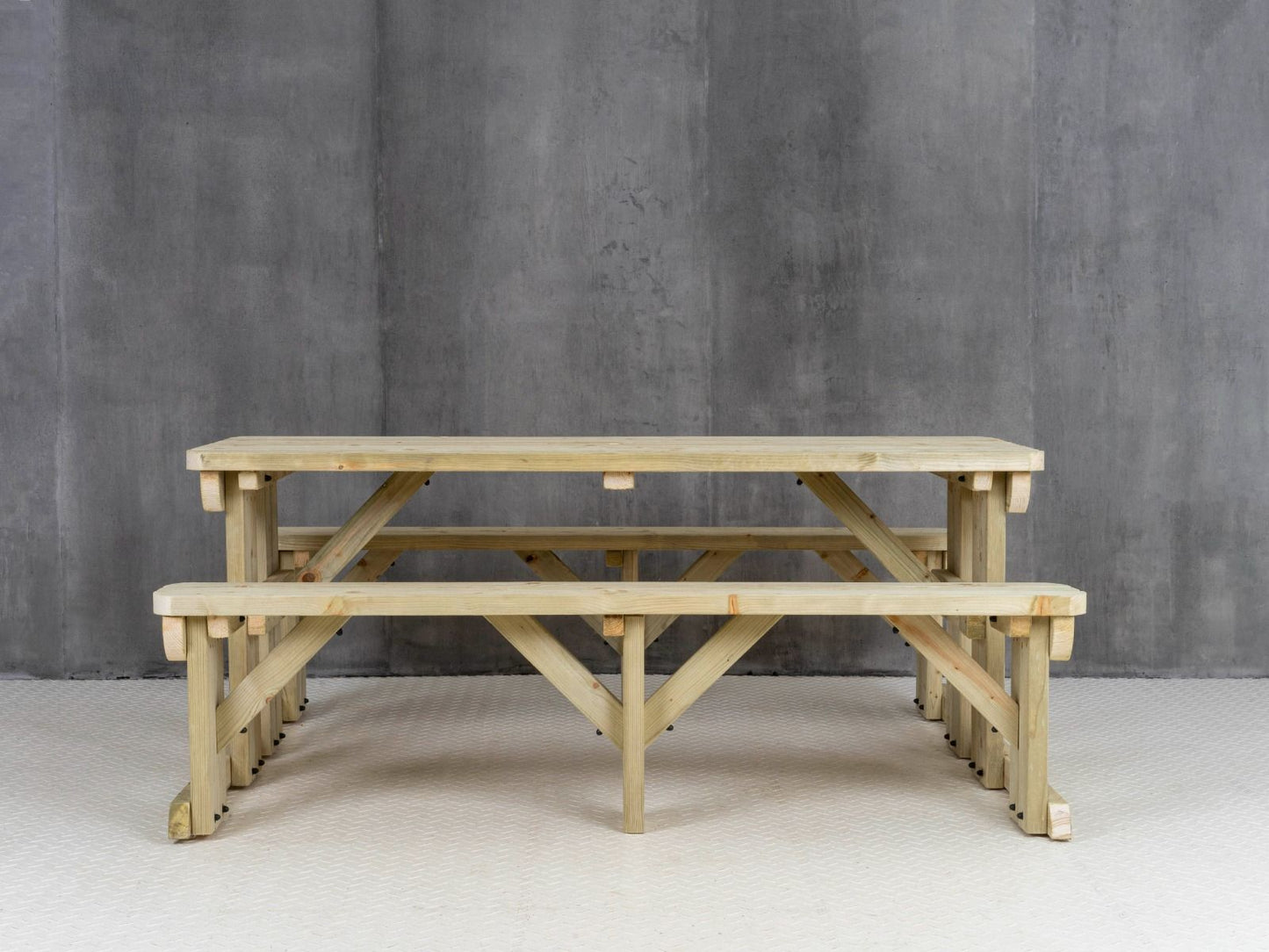 Abies Rounded Picnic Table and Benches Set