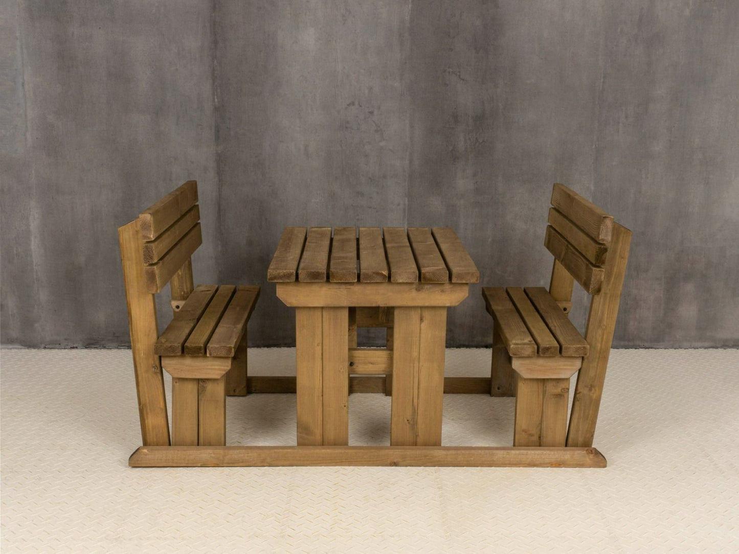 Alders Picnic Table Benches Set With Backrest - Rustic Finish