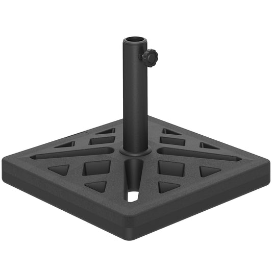 Outsunny Garden Parasol Base, 15kg HDPE Outdoor Umbrella Stand Parasol Stand with Cut-Out Design, Sun Umbrella Base for Deck Poolside, Black