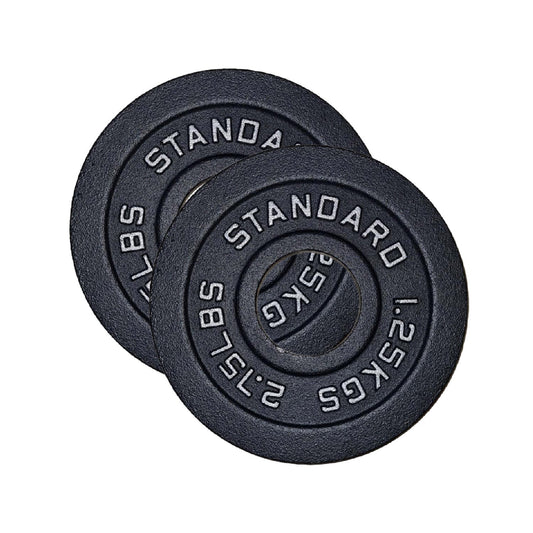 Cast Iron Weight Plates Set and Pair with Olympic Barbell + Clips
