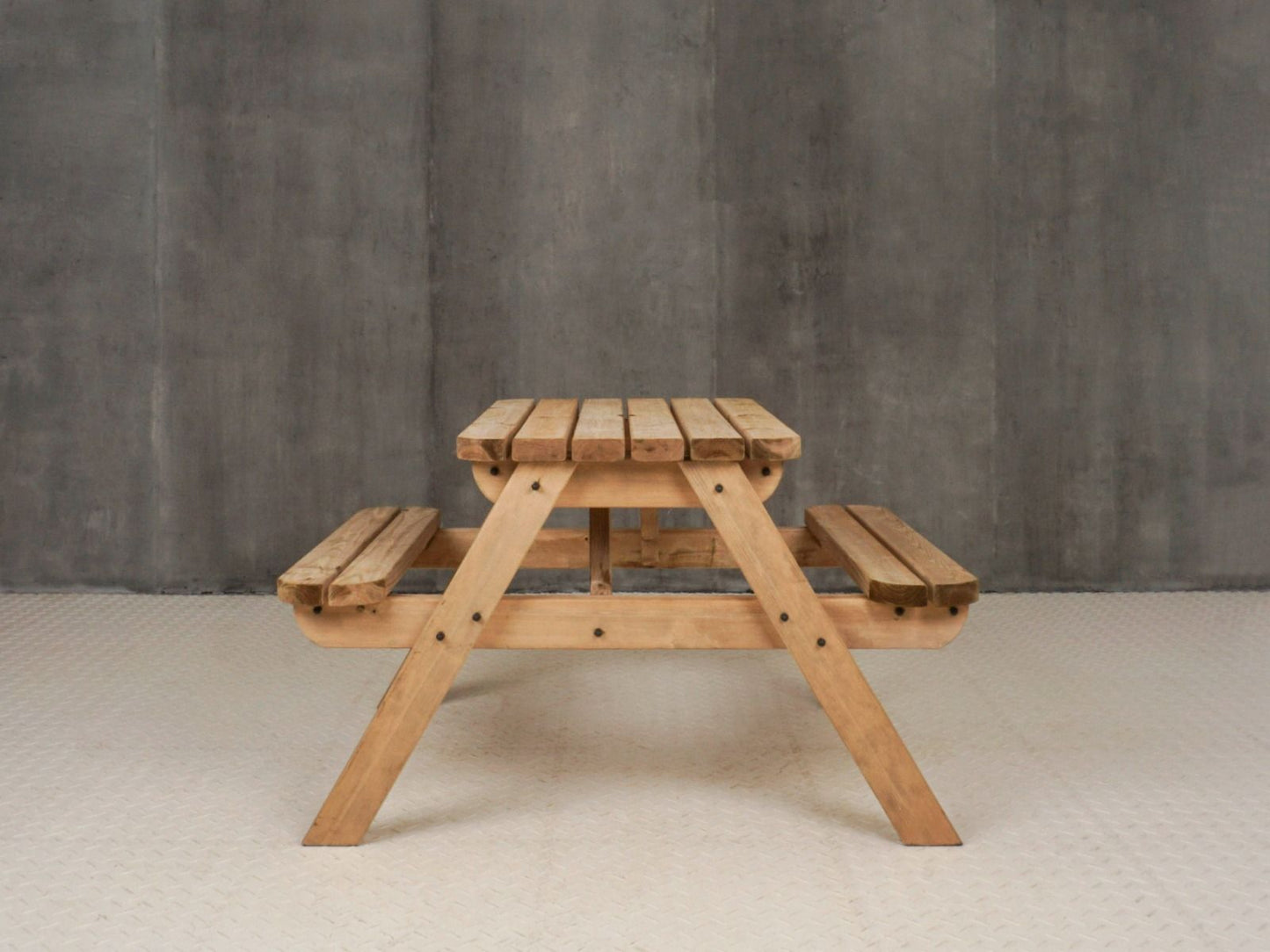 Classic Rounded Pub Style Picnic Bench and Table - Rustic Finish