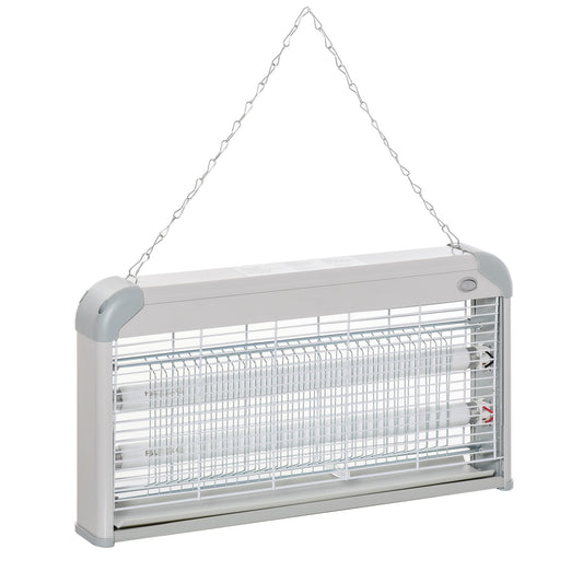 Outsunny Wall Hanging Bug Zapper, 30W Electric Fly Zapper Mosquito Killer, 60㎡ Coverage Insect Killer, Indoor Outdoor Use, Grey