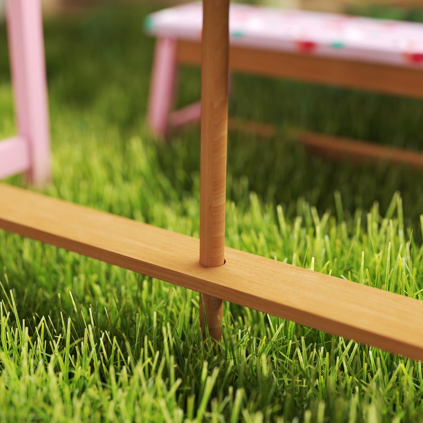 AIYAPLAY Kids Picnic Table Set with Removable & Foldable Umbrella, Cushions, Storage Boxes, Flamingo Theme, Pink