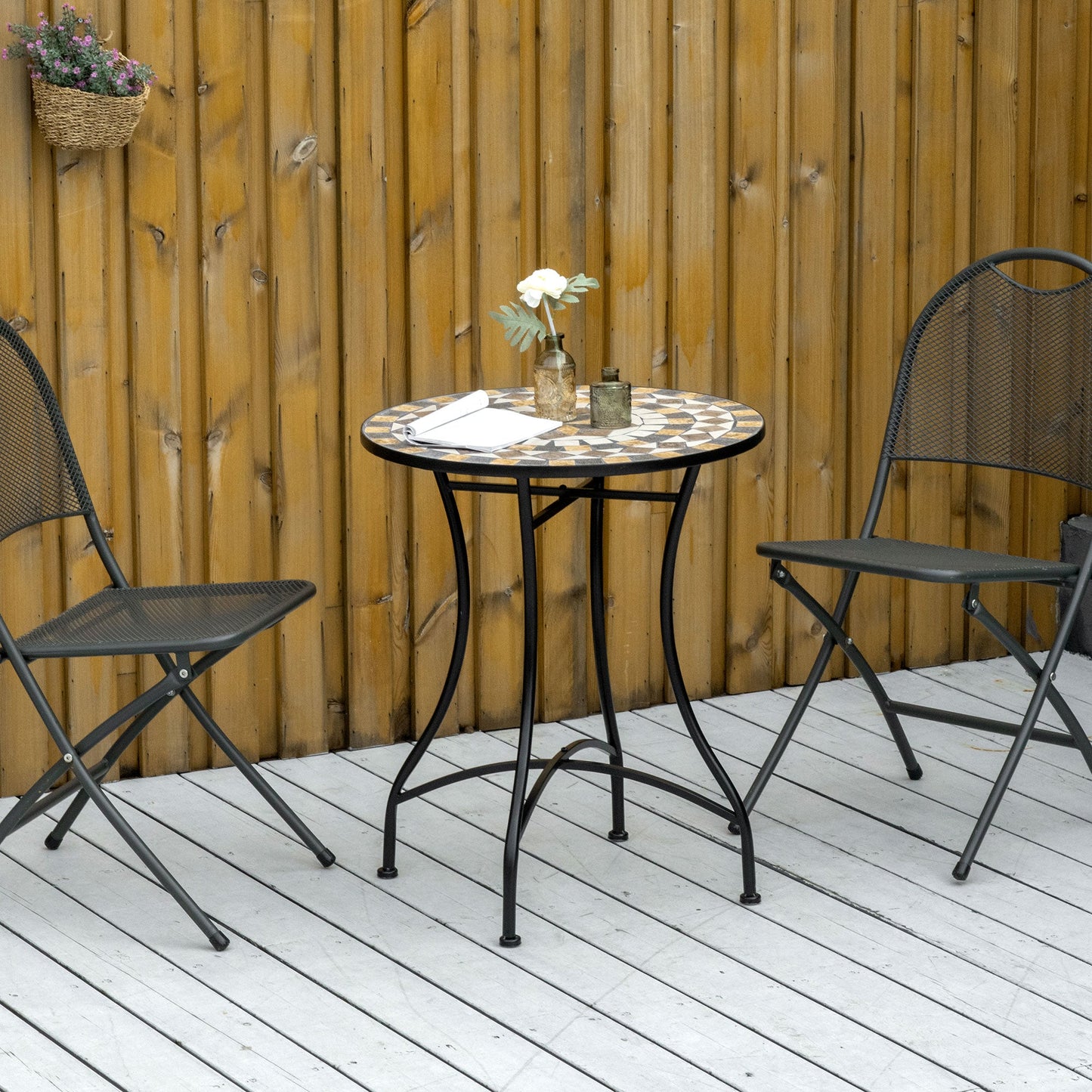 Outsunny \'ce\'a660cm Mosaic Outdoor Patio Table - Grey
