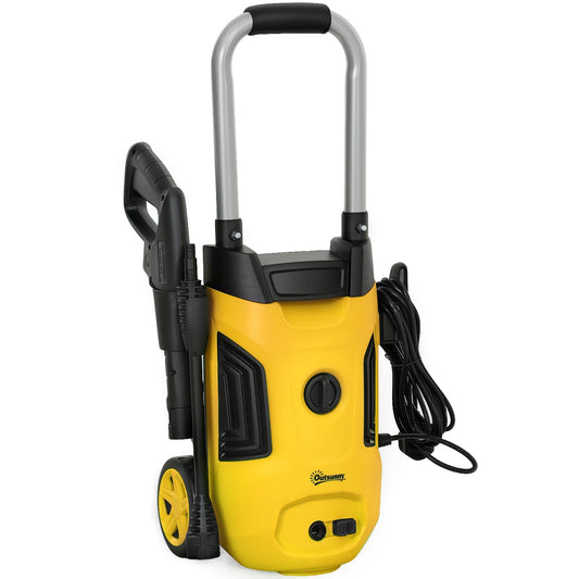 Outsunny 1800W High Pressure Washer, 150 Bar Pressure, 420 L/h Flow, Portable Electric Power Washer Jet Wash Cleaner with Adjustable Nozzle, 6M Hose, Steel Handle for Home Patio Car Driveway, Yellow