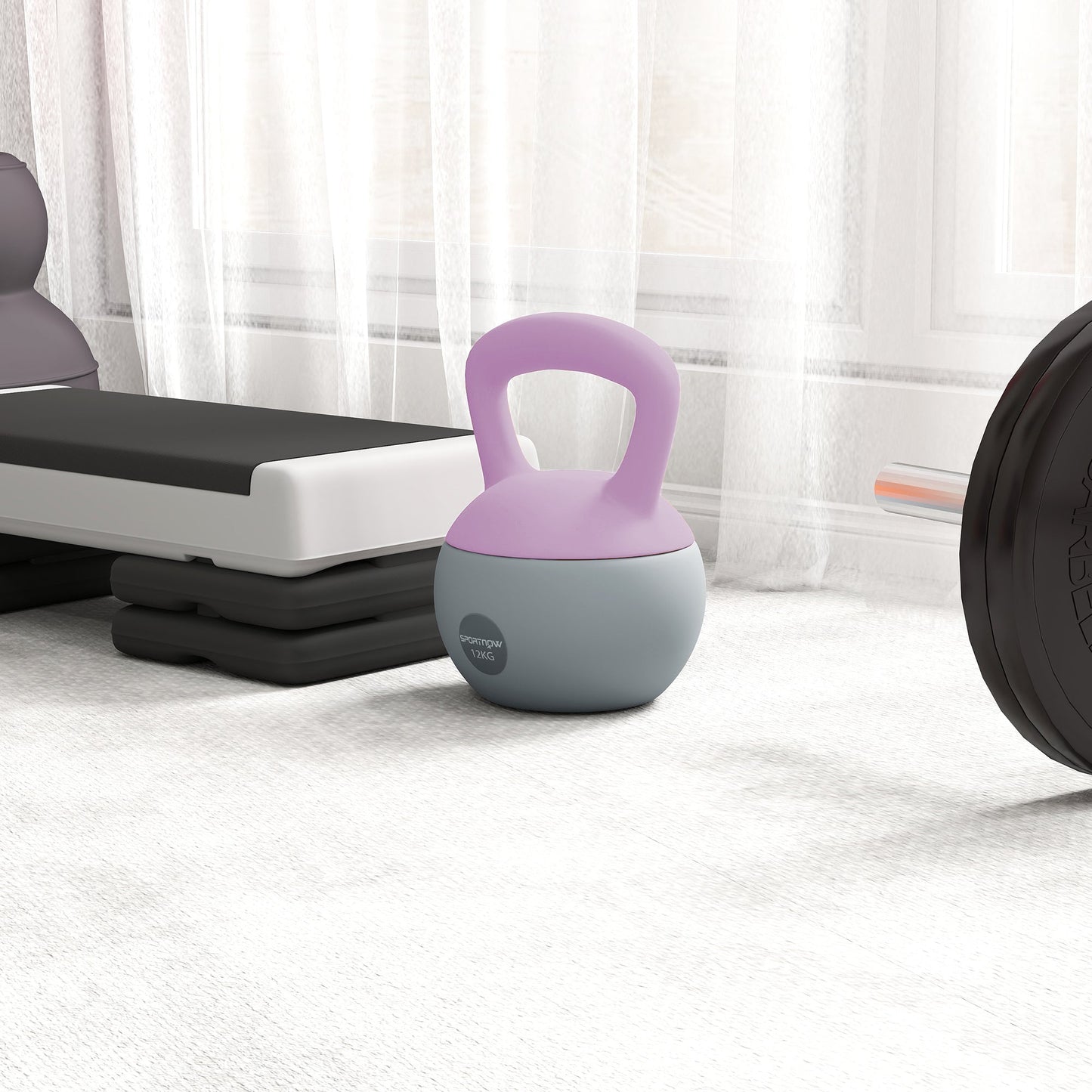 SPORTNOW 12KG Soft Kettlebell, Kettlebell with Non-Slip Handle for Home Gym, Weight Lifting, Strength Training, Purple/Grey