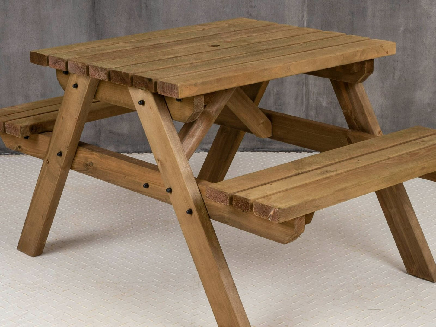 Fortem Pub Style Picnic Table and Benches Set - Rustic Finish