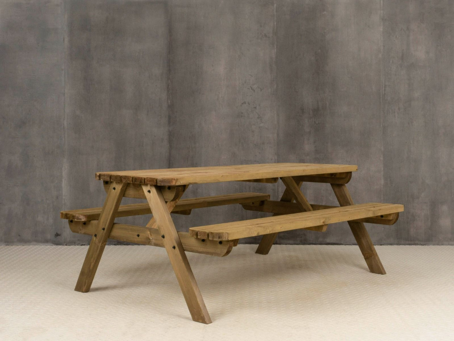 Fortem Rounded Pub Style Picnic Table Benches Set - Rustic Finish