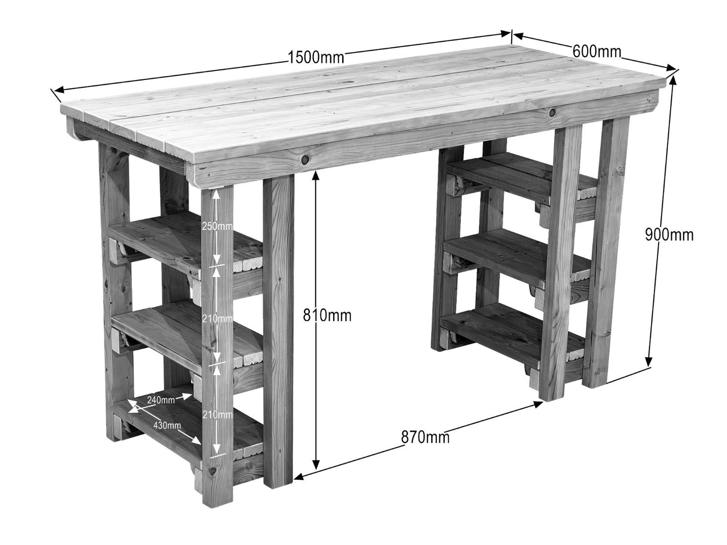 Garden potting table, multi purpose workbench (150cm + 2x chairs)