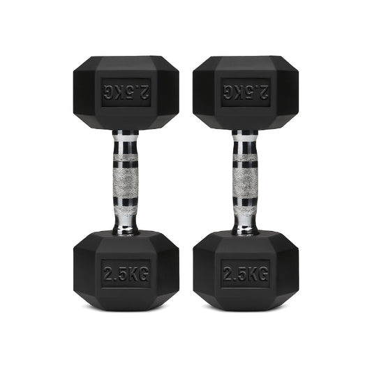 Hex Dumbbells Pair – Rubber-Coated Cast Iron – 2.5kg to 60kg – Premium Gym Weights