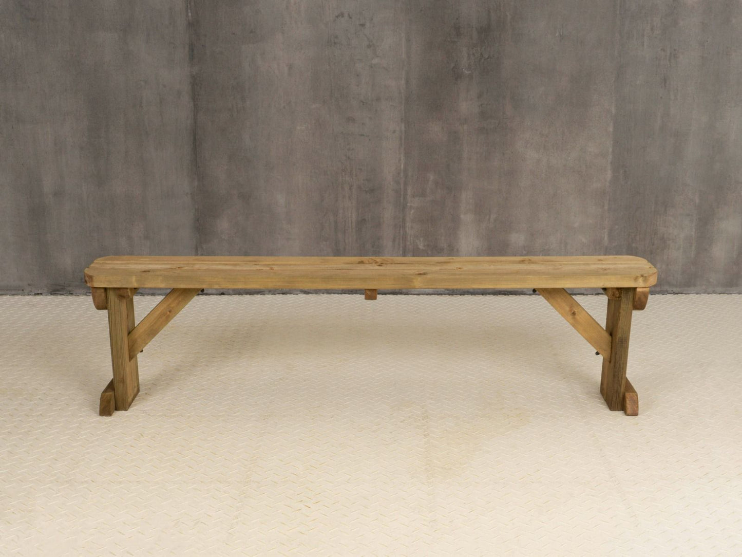 Hollies Wooden Garden Rounded Bench, Outdoor Fence Seat - Rustic Finish
