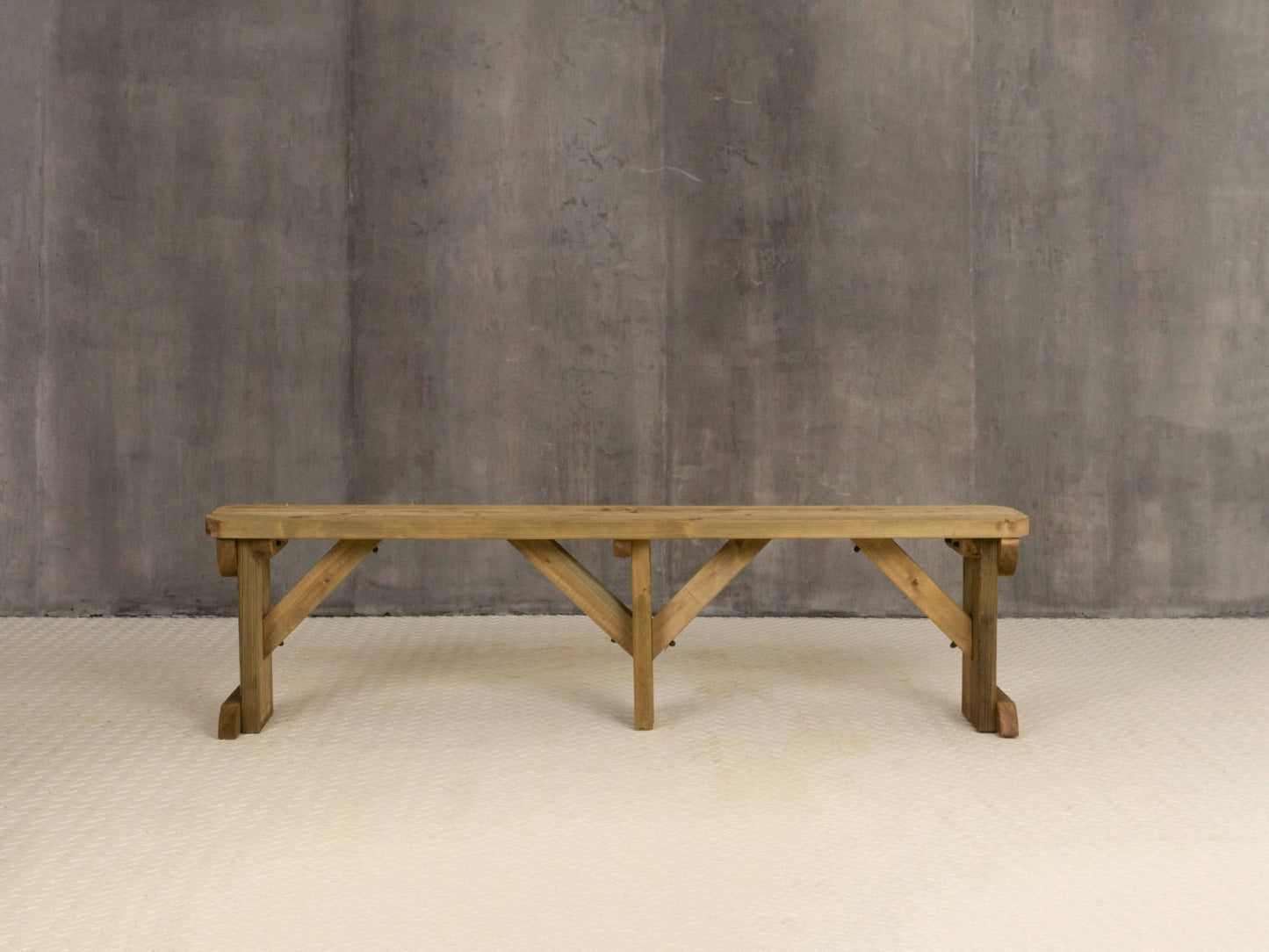 Hollies Wooden Garden Rounded Bench, Outdoor Fence Seat - Rustic Finish