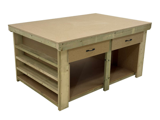 Wooden Workbench MDF Top with Extra shelving and Drawers Depth-3ft