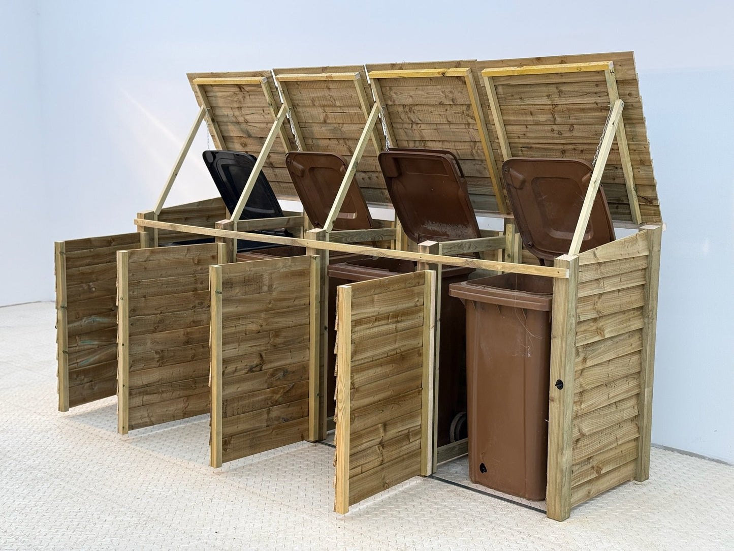 Wooden Wheelie Bin Store, Natural Finish