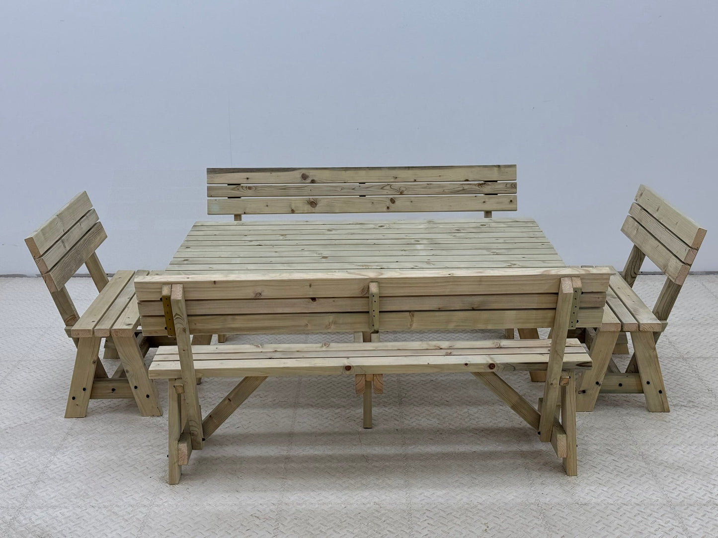 Meridian Square Picnic Table and Benches Set With Backrest