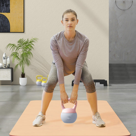 SPORTNOW 8KG Soft Kettlebell, Kettlebell with Non-Slip Handle for Home Gym, Weight Lifting, Strength Training, Pink/Grey
