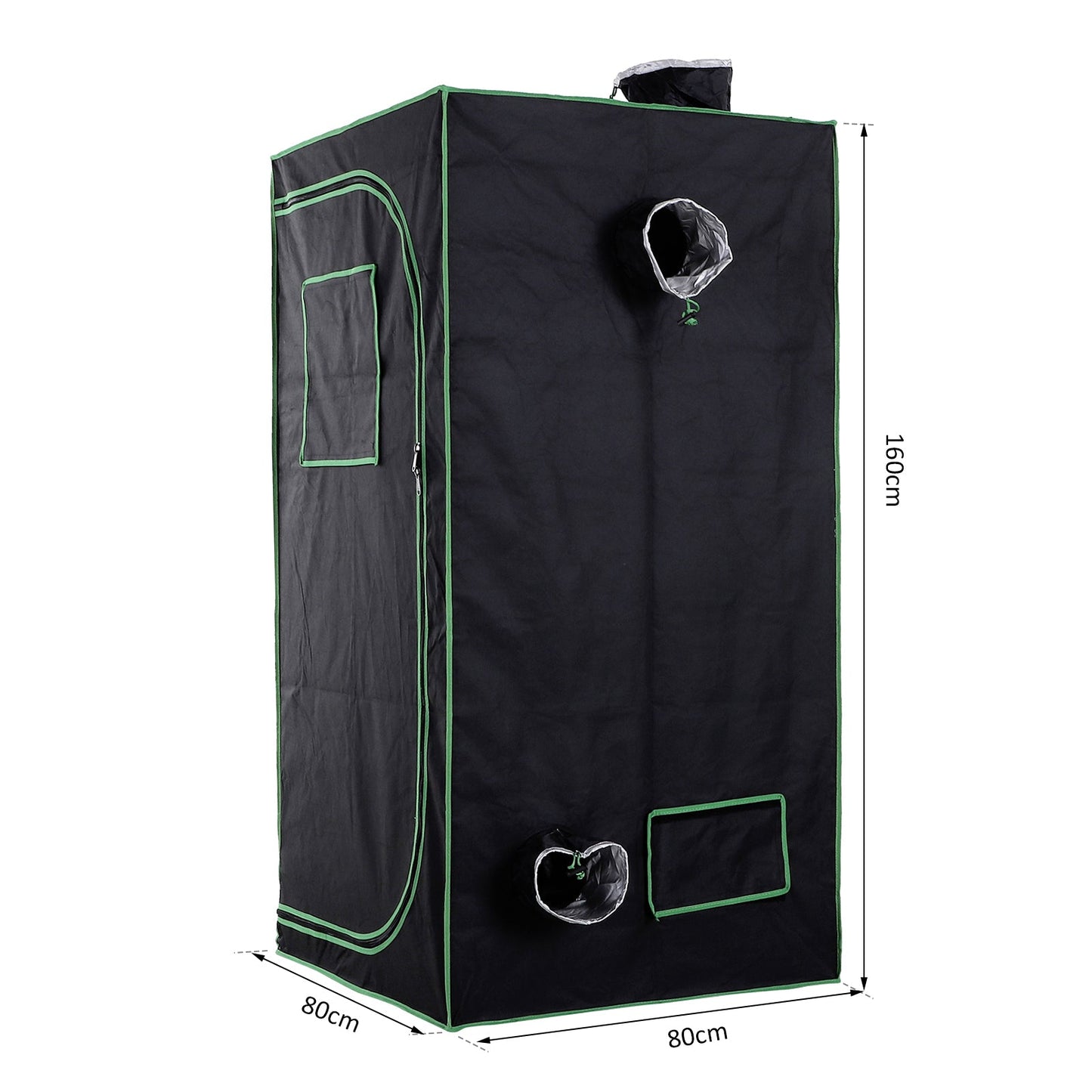 Outsunny Grow Tent Reflective Mylar Hydroponic with Adjustable Vents and Floor Tray for Indoor Plant Growing, 80 x 80 x 160 cm (31.5" x 31.5" x 63")