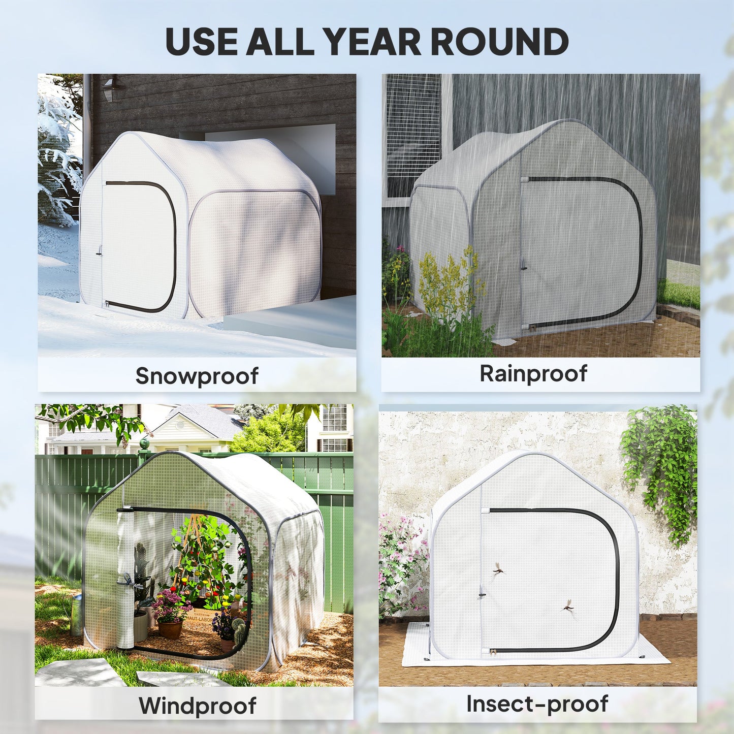 Outsunny 150 x 148cm Pop-Up Greenhouse - White