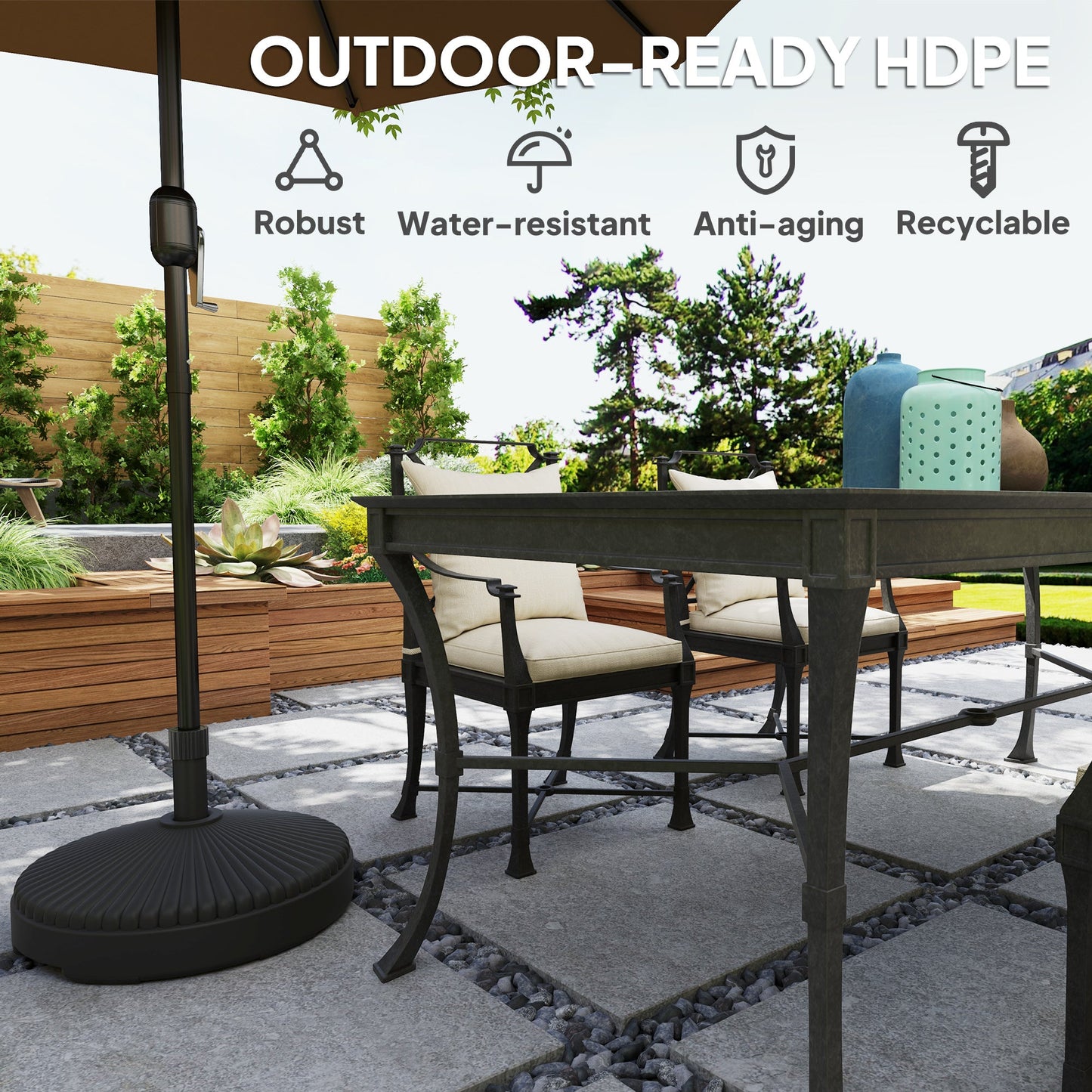 Outsunny Garden Parasol Base Holder, 28kg Sand Filled, 23kg Water Filled, Sun Umbrella Base, Φ55 x 30H cm Black