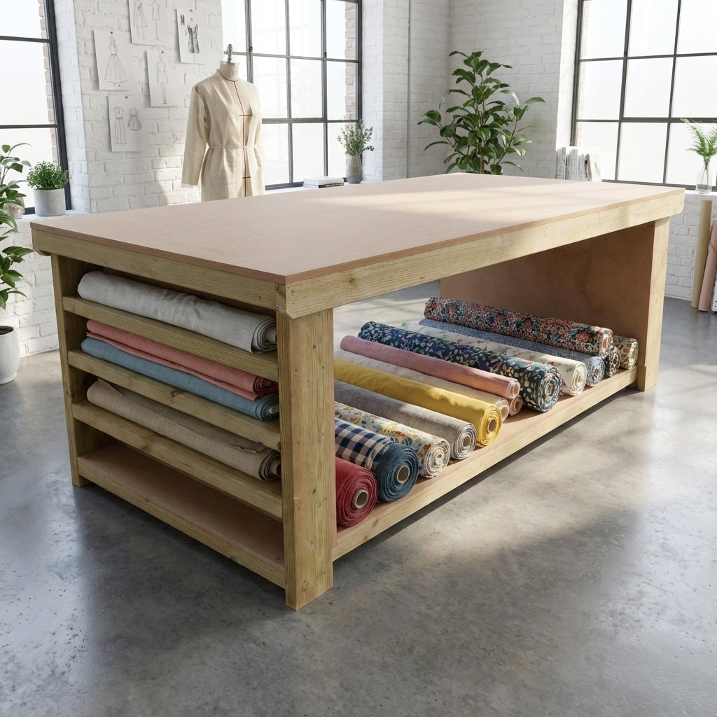 Wooden Workbench MDF Top with Extra shelving Depth-4ft