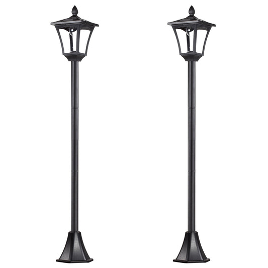 Outsunny 2 Pieces Outdoor Garden Solar Post Lamp Sensor Dimmable LED Lantern Bollard Pathway 1.6M Tall \'e2\'80\'93 Black