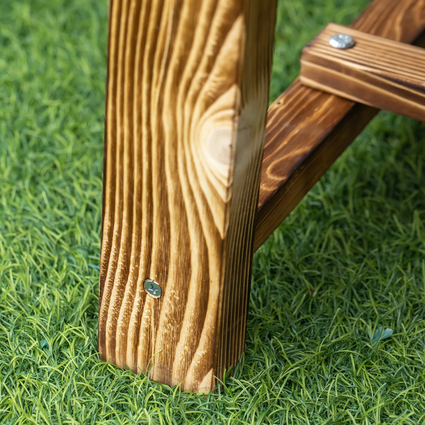 Outsunny 1 Piece 2-seater Outdoor Indoor Wooden Garden Bench Fir Patio Loveseat, 110L x 38W x 35Hcm, Carbonised