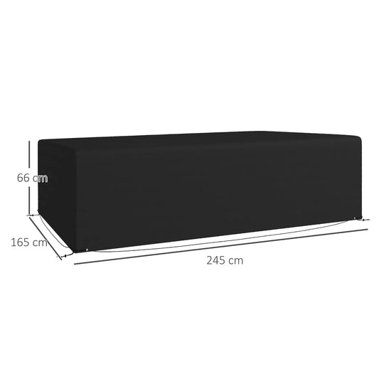 Outsunny 600D Oxford Table Set Cover Outdoor Garden Rattan Furniture Protection Cover Protector Waterproof Anti-UV, Black, 245 x 165 x 66 cm