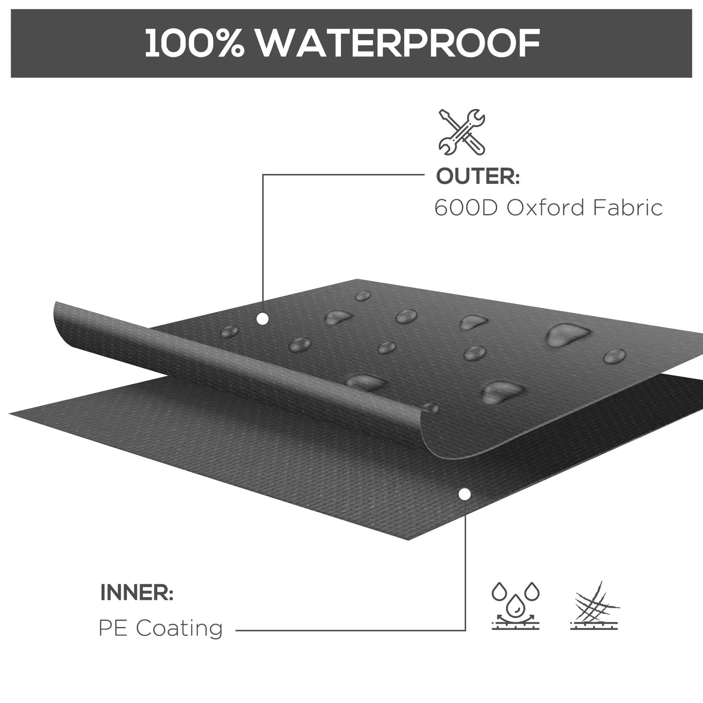 Outsunny 600D Oxford Table Set Cover Outdoor Garden Rattan Furniture Protection Cover Protector Waterproof Anti-UV, Black, 245 x 165 x 66 cm