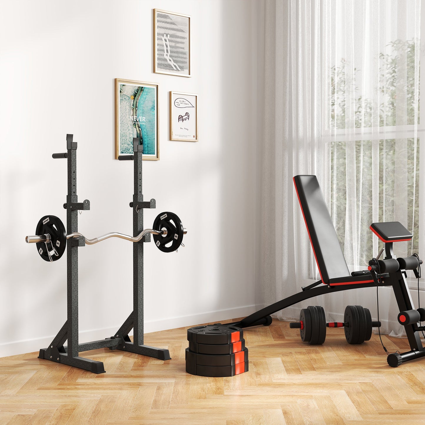 SPORTNOW Olympic Weight Plates Set, with Two 10kg and Two 5kg weights, Black