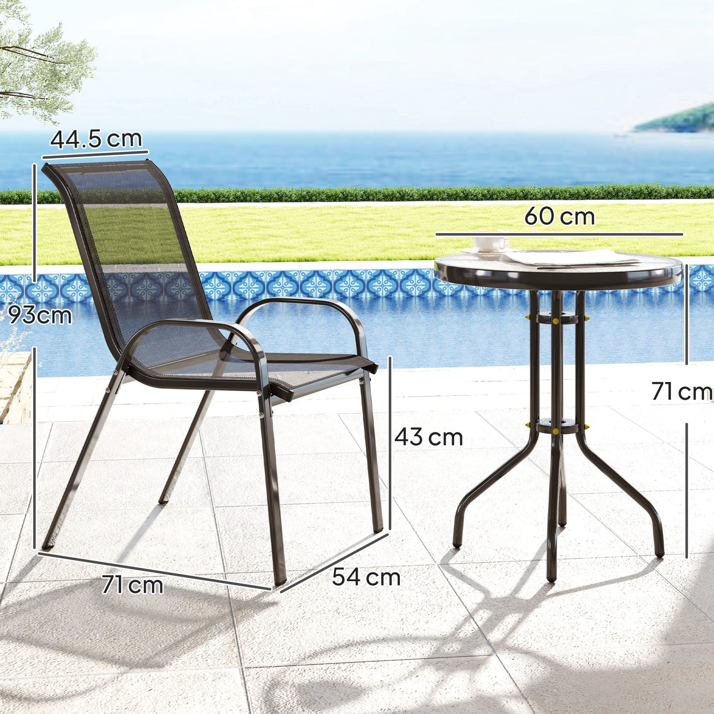 Outsunny Three-Piece Outdoor Garden Set - Black