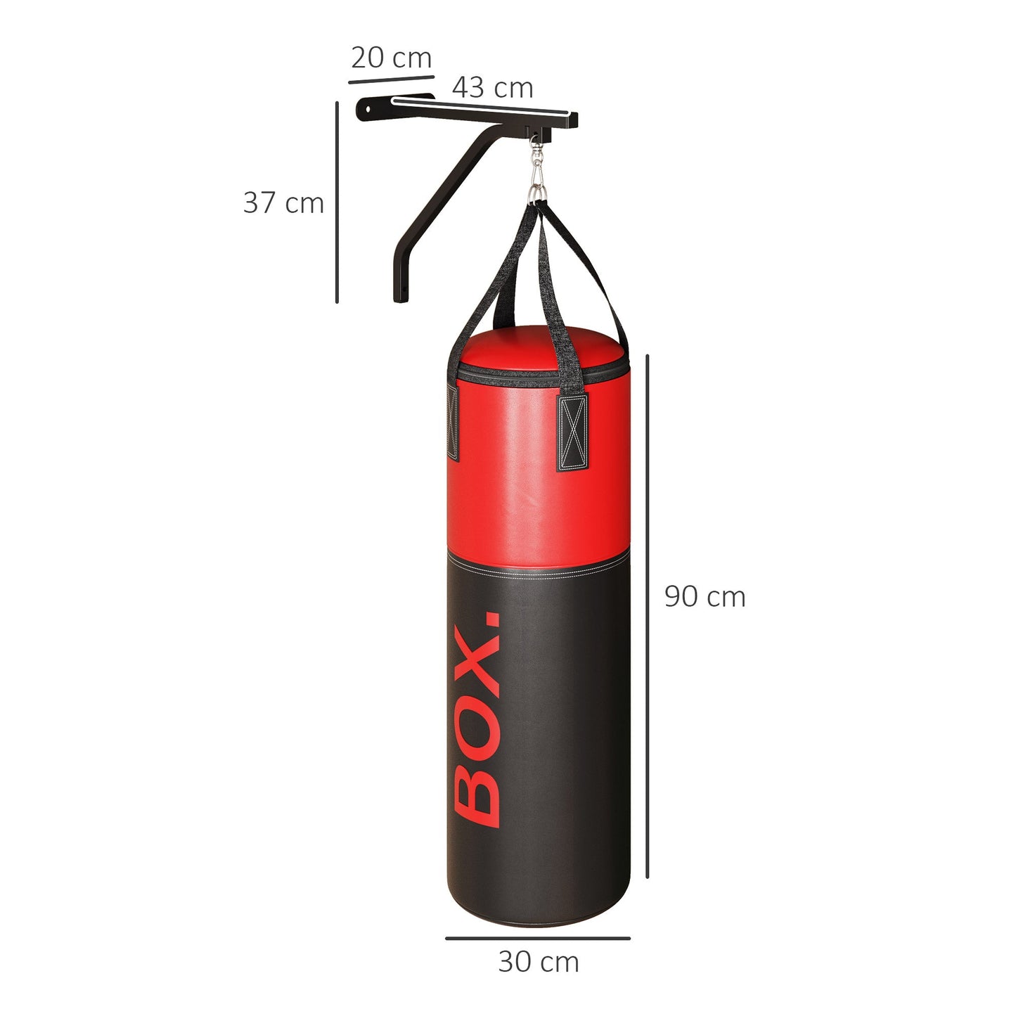 SPORTNOW Unfilled Punching Bag Set with Boxing Bag Bracket, Boxing Gloves, Hand Wraps and 360\'c2\'b0 Swivel Hook