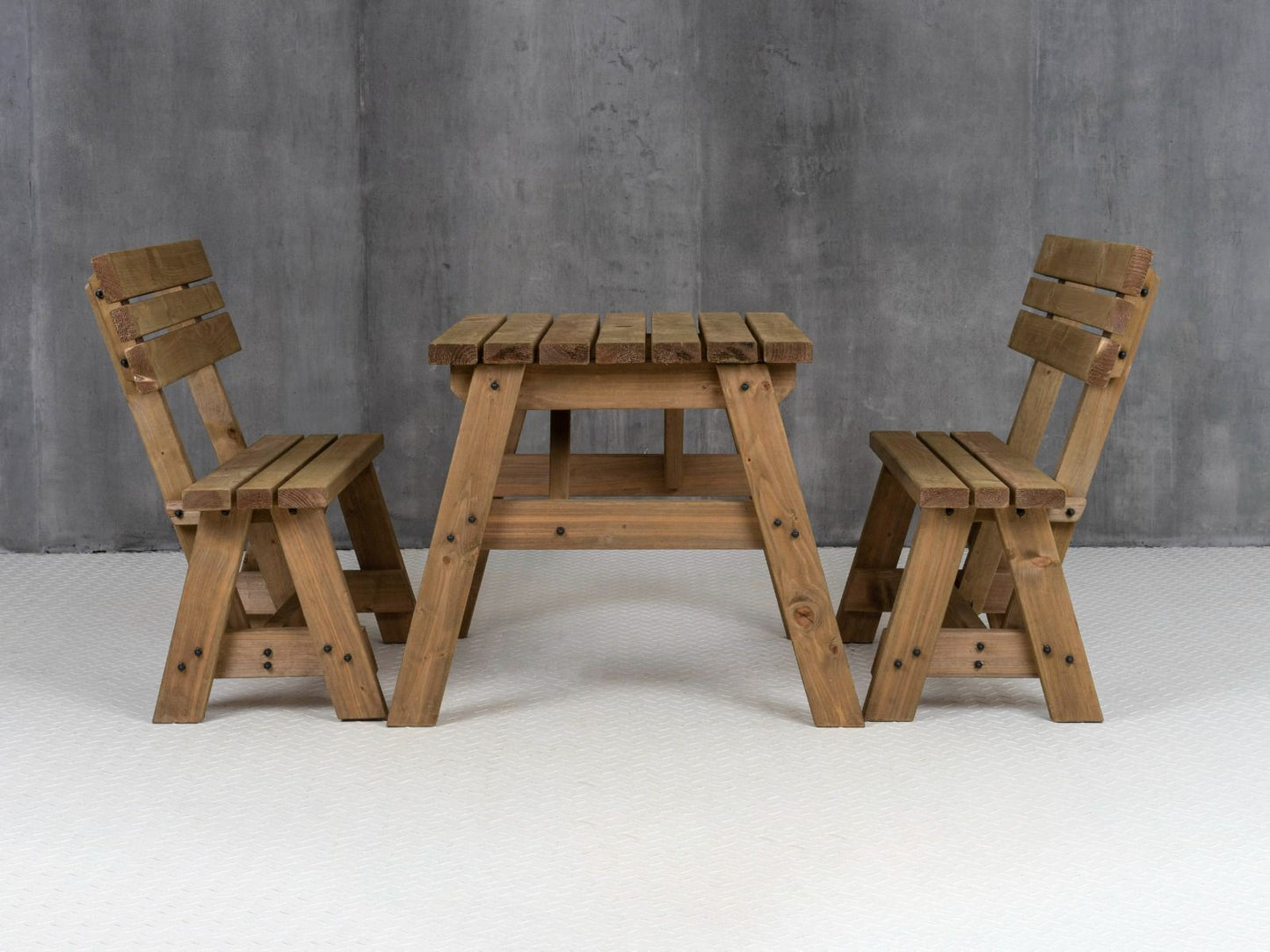 Victoria Picnic Table and Benches Set With Backrest - Rustic Finish
