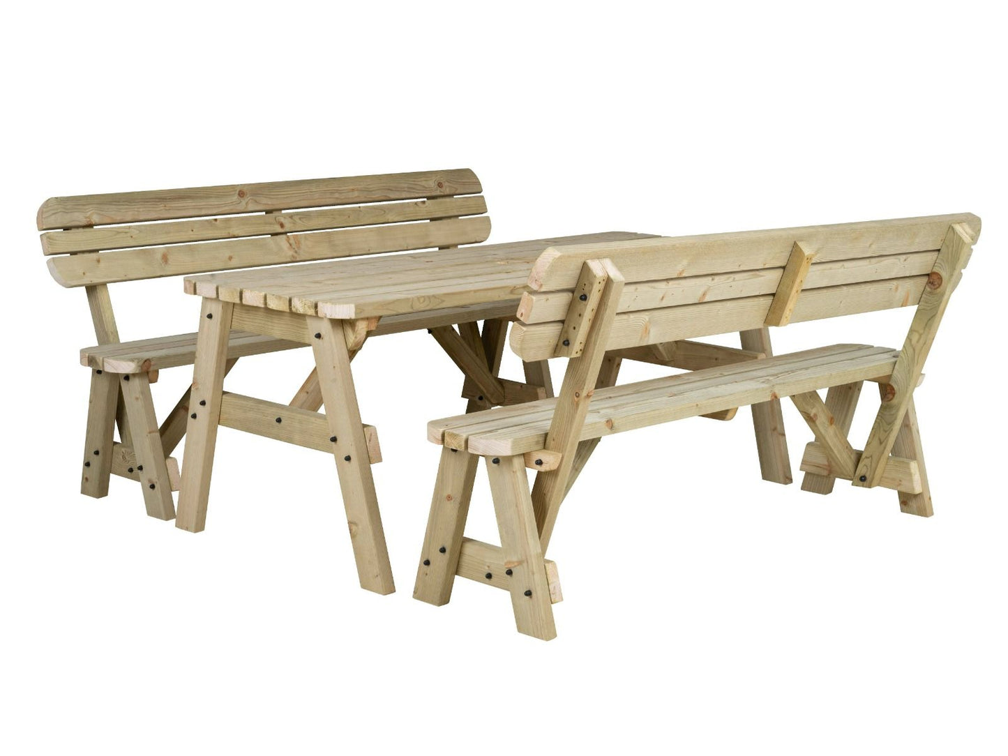 Victoria Rounded Picnic Table Benches Set With Backrest