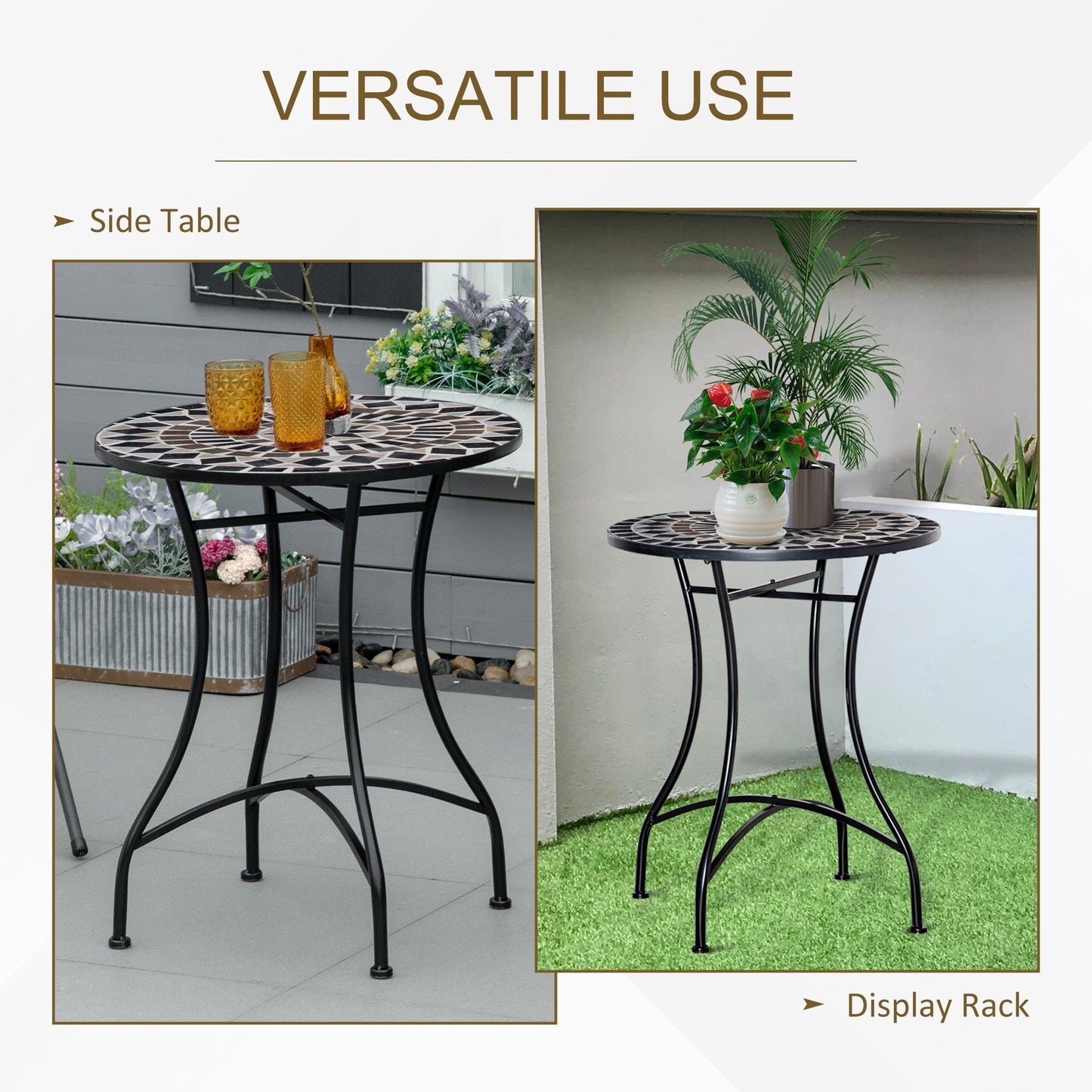 Outsunny \'ce\'a660cm Mosaic Outdoor Patio Table - Black