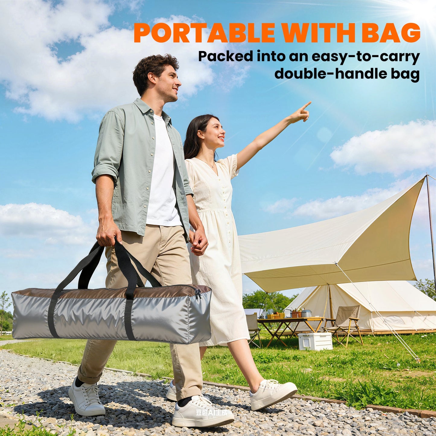 Outsunny Double Layer Instant Pop Up Tent with Rainfly, Portable Camping Shelter with Sewn-in Groundsheet and Carry Bag, Brown